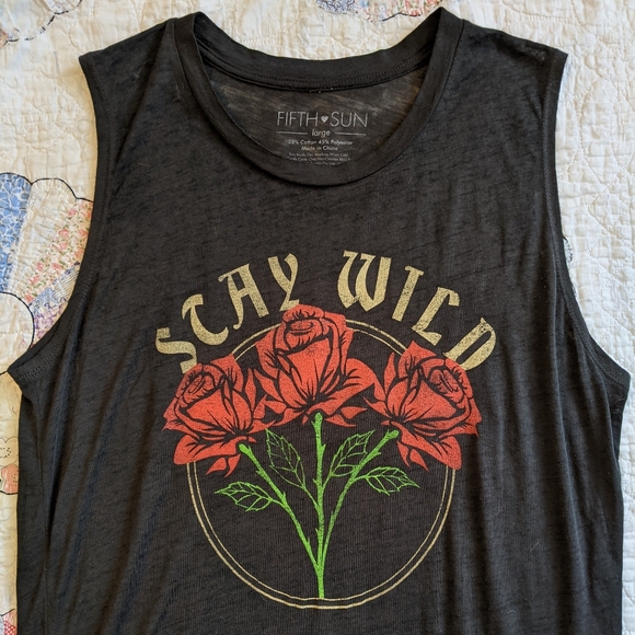 Fifth Sun Black 'Stay Wild' Muscle Tee - Picture 6 of 12